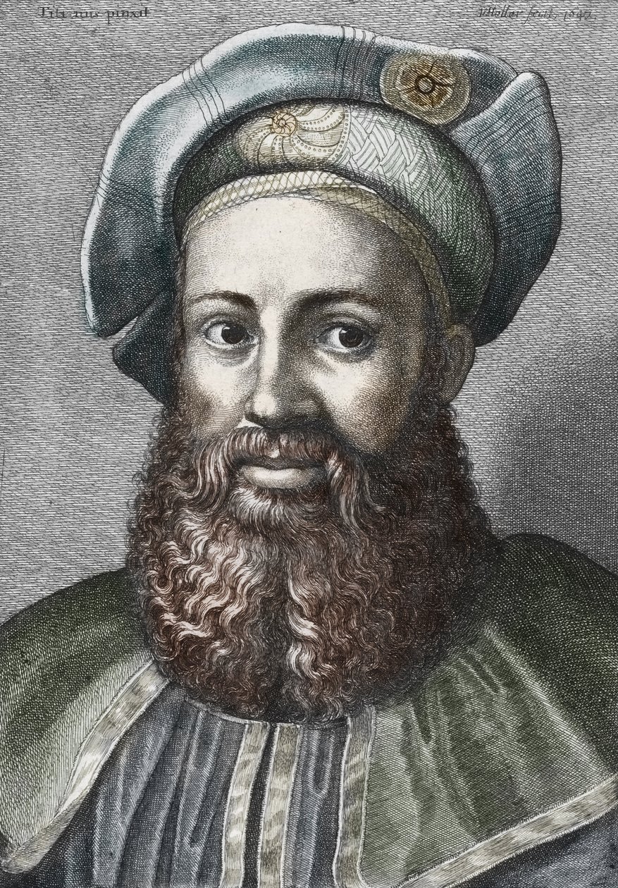 Porträtt av Pietro Aretino (1492-1556) (Aretin), italiensk poet (Porträtt av den italienske poeten Pietro Aretino) Gravyr Privat samling av Wenceslaus (after) Hollar