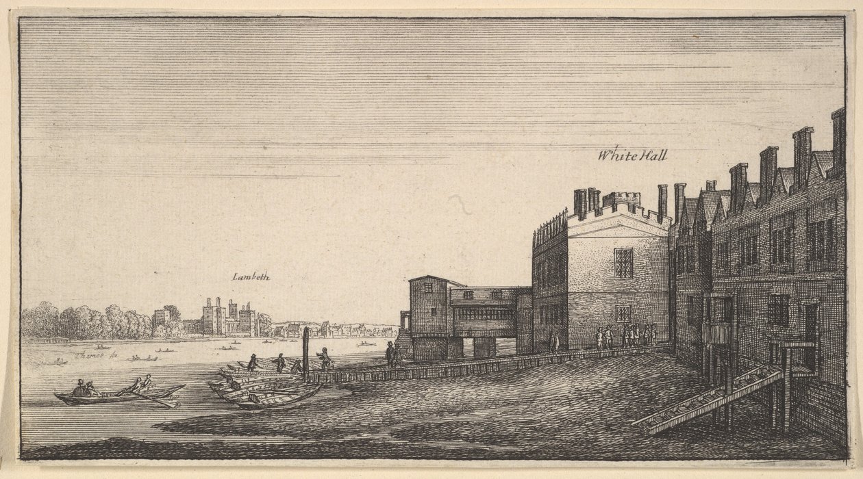 Utsikt över Lambeth Palace från floden vid Whitehall Stairs, 1625-77. av Wenceslaus Hollar
