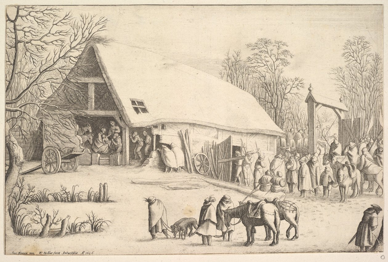 Tillbedjan av kungarna, efter Augustin Braun, 1646. av Wenceslaus Hollar