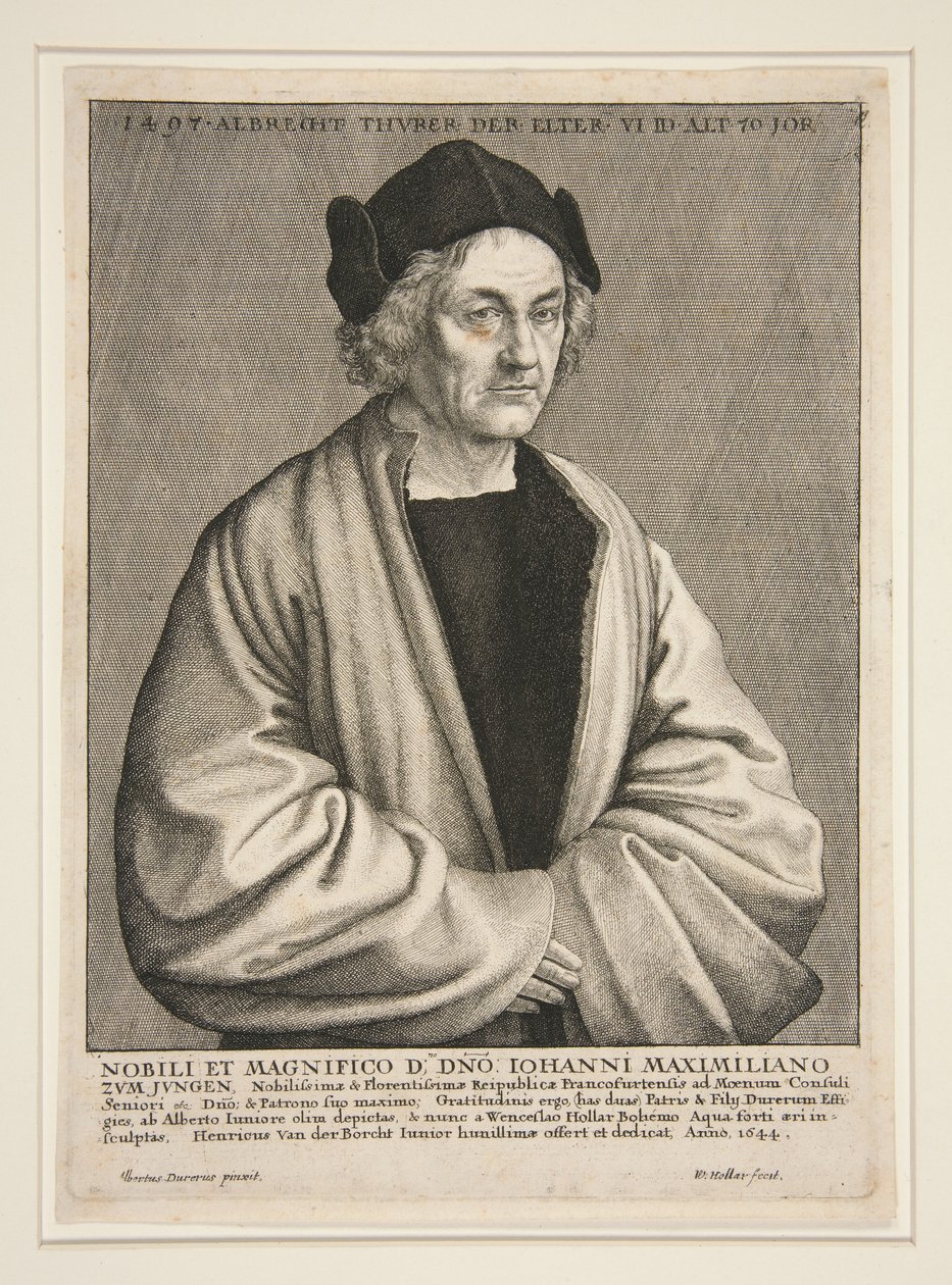Albrecht Dürer den äldre (1427-1502) vid 70 års ålder av Wenceslaus Hollar
