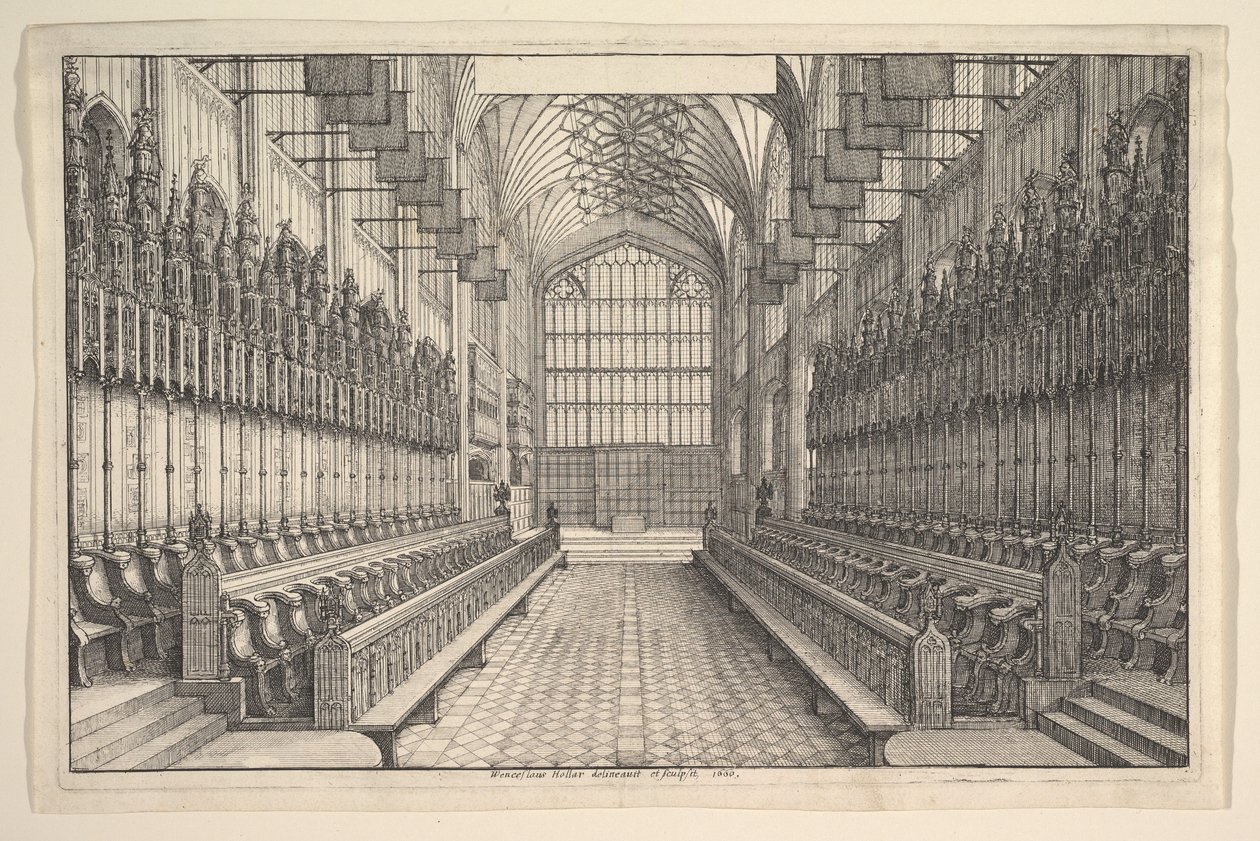 Koret och korstolarna i Sankt Georgs kapell, Windsor av Wenceslaus Hollar