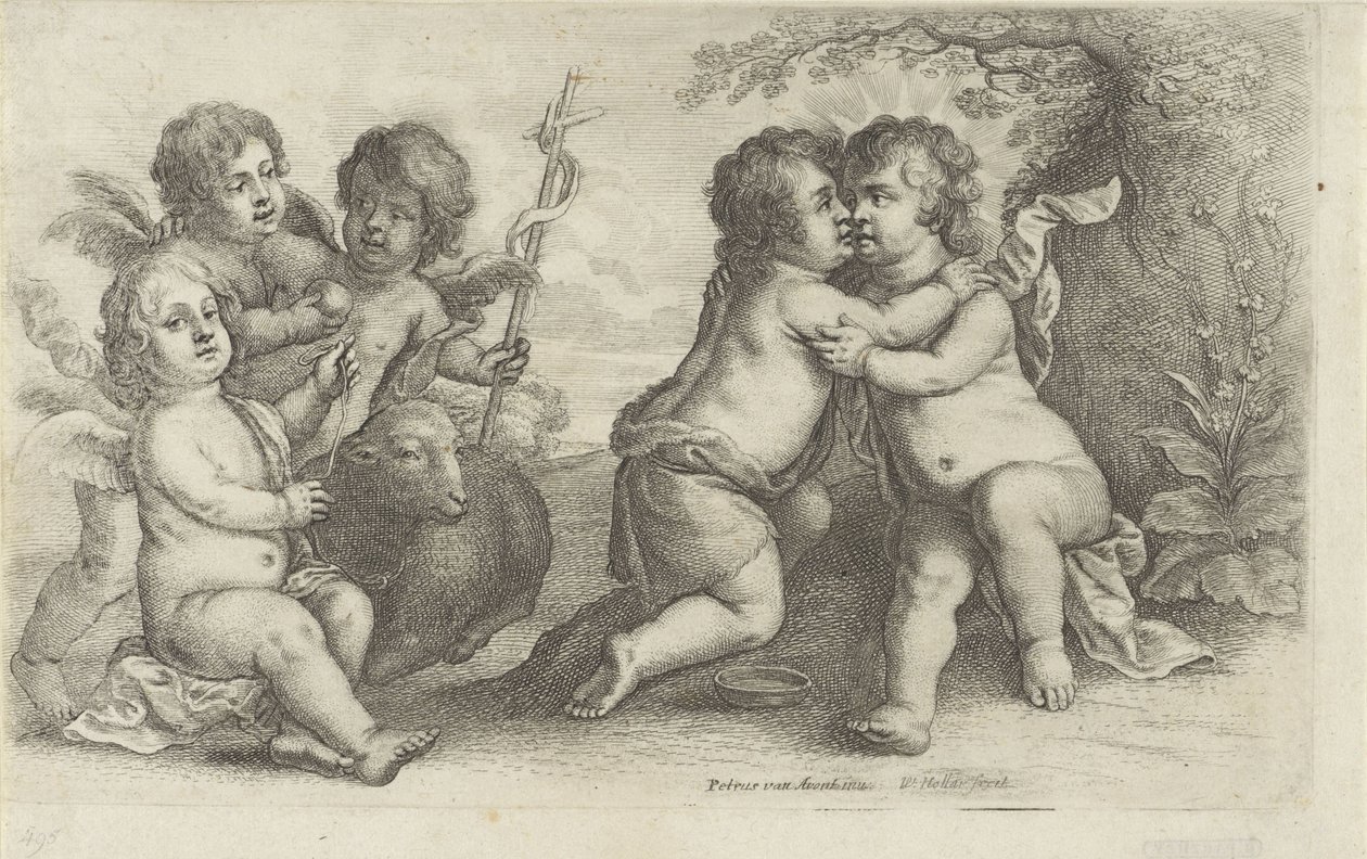 Kristus, Johannes och tre keruber Paedopaegnion (serietitel) av Wenceslaus Hollar