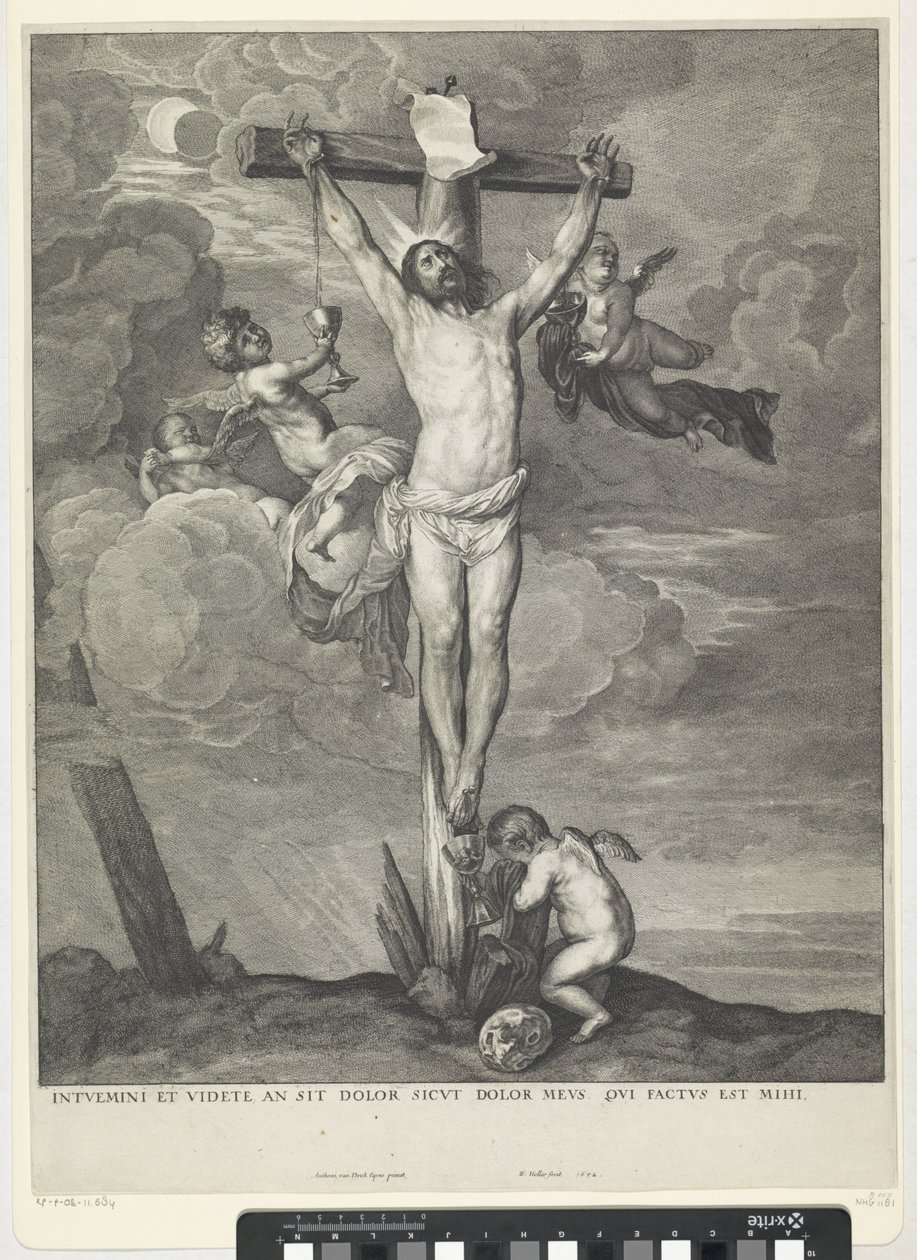 Kristus på korset med änglar av Wenceslaus Hollar