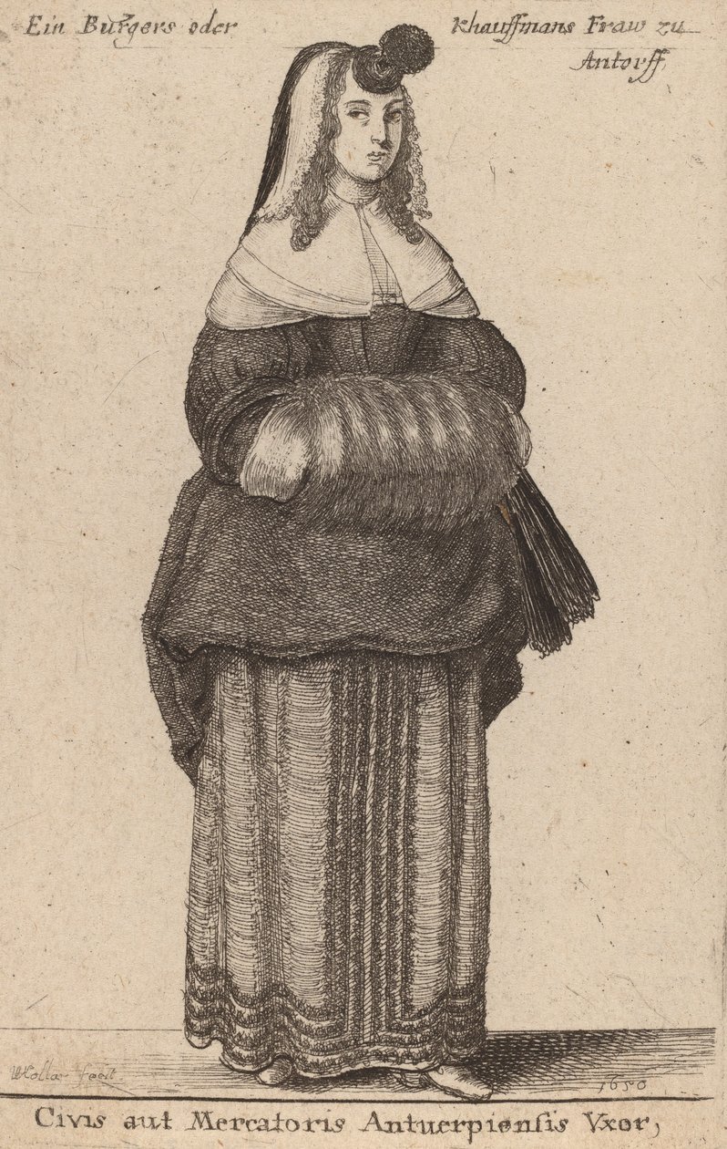 Hustru till en medborgare eller köpman i Antwerpen, 1650. av Wenceslaus Hollar