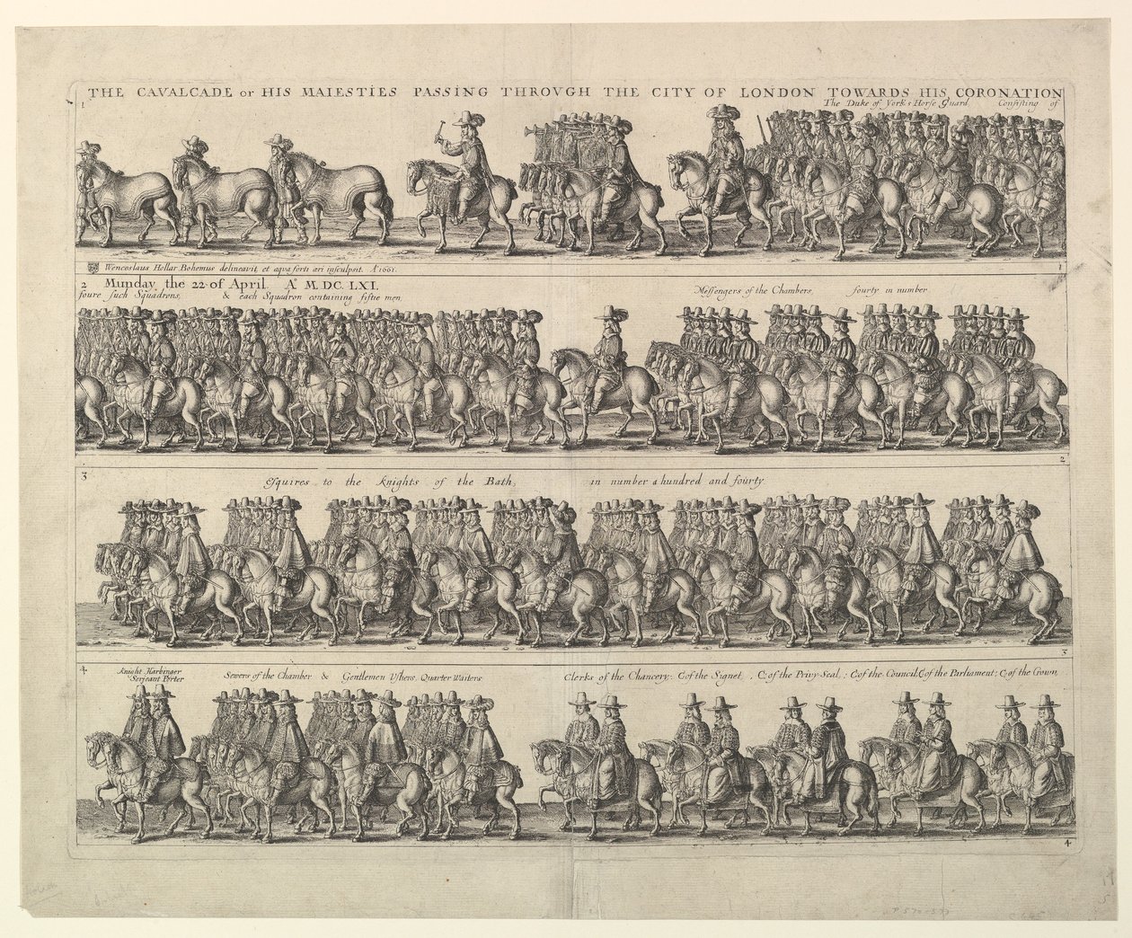 Kröningsprocession av Charles II genom London, 1662. av Wenceslaus Hollar