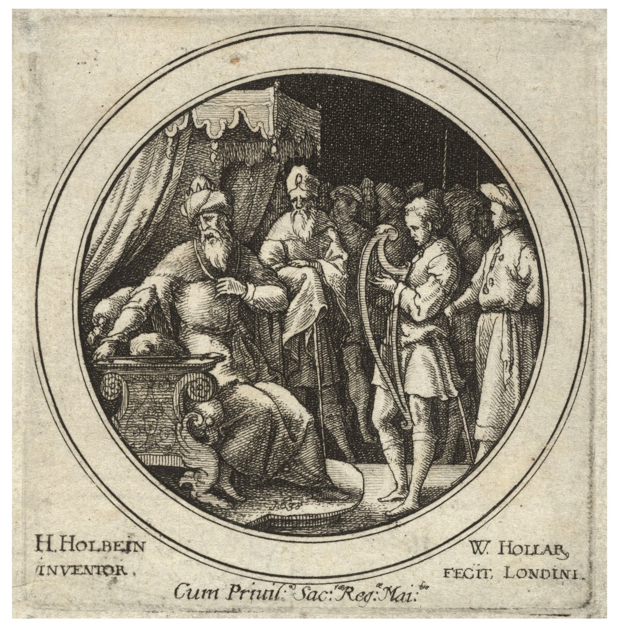 David före Saul. Tillstånd 2 av Wenceslaus Hollar