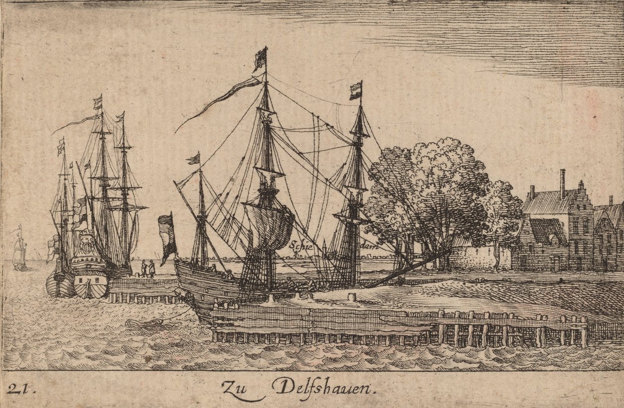 Delfts hamn, 1635. av Wenceslaus Hollar