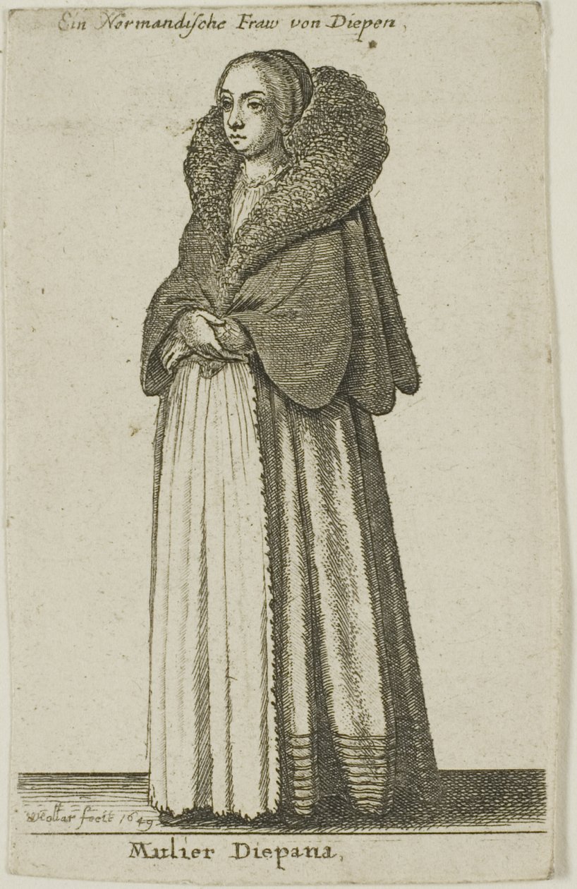 Dieppe kvinna av Wenceslaus Hollar