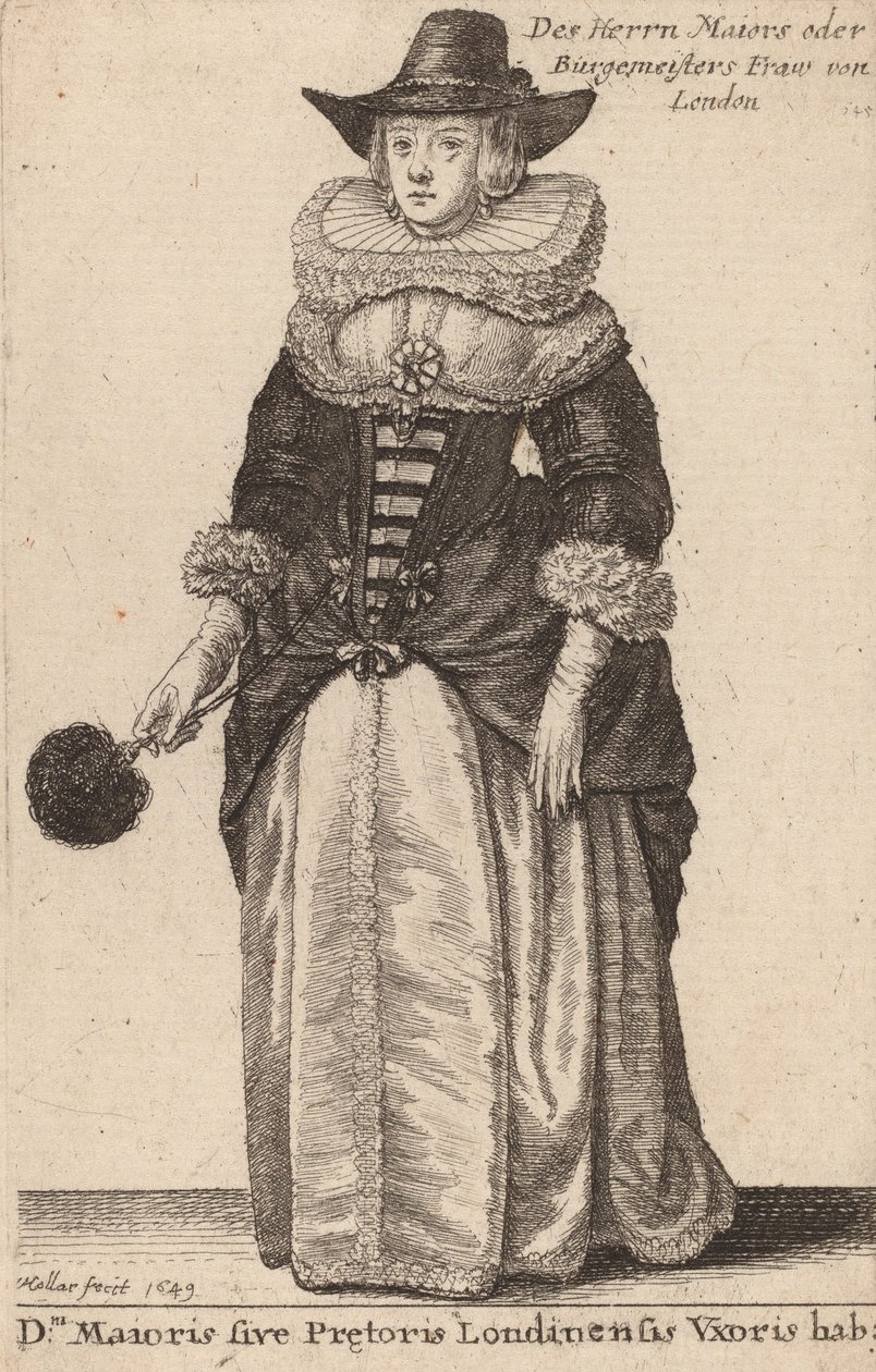 Dni Maioris eller Praetoris Londinensis Vxoris Hab:, 1649. av Wenceslaus Hollar