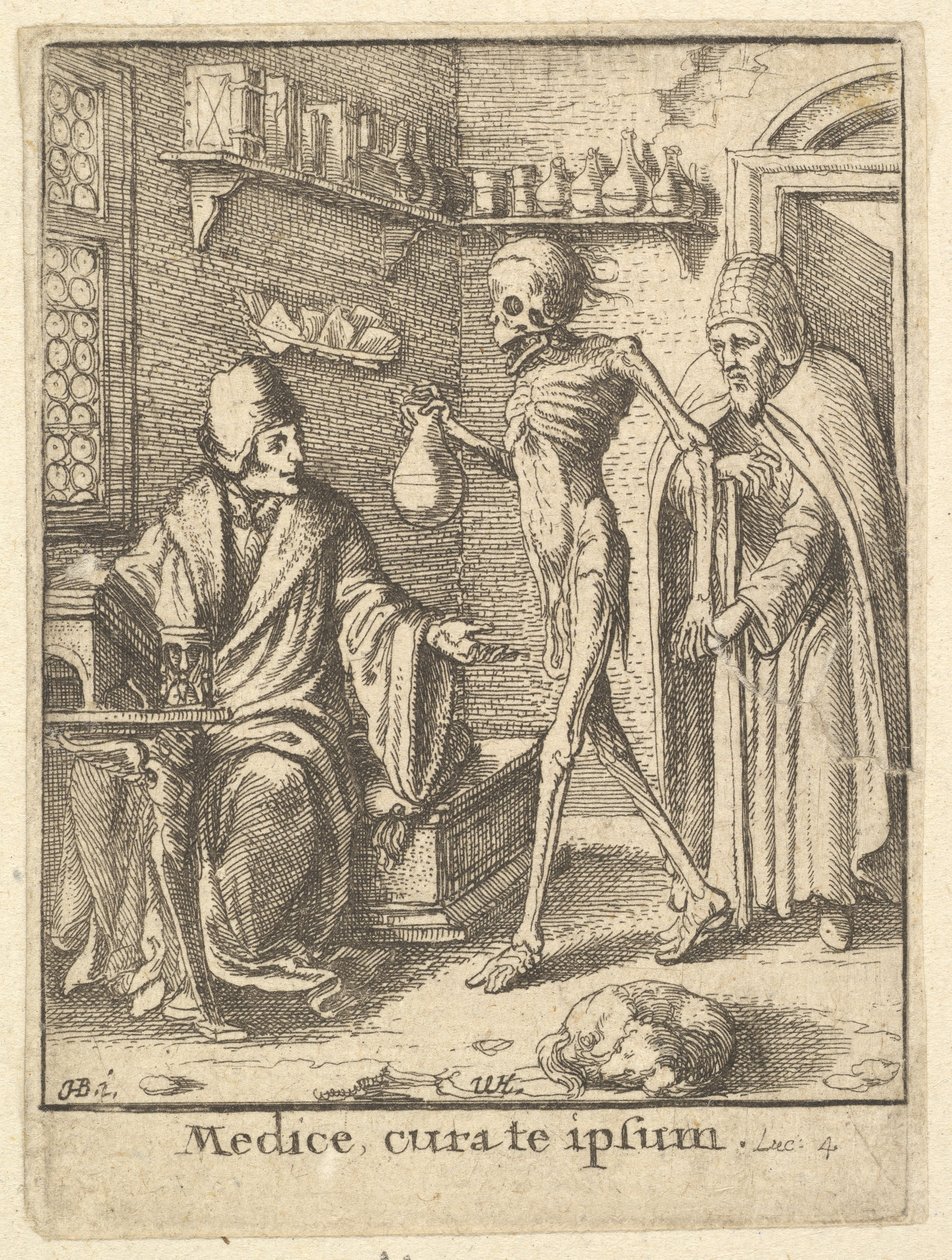 Doktor, från Dödsdansen, 1651. av Wenceslaus Hollar