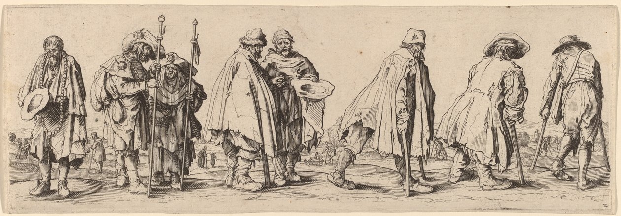 Åtta tiggare. av Wenceslaus Hollar