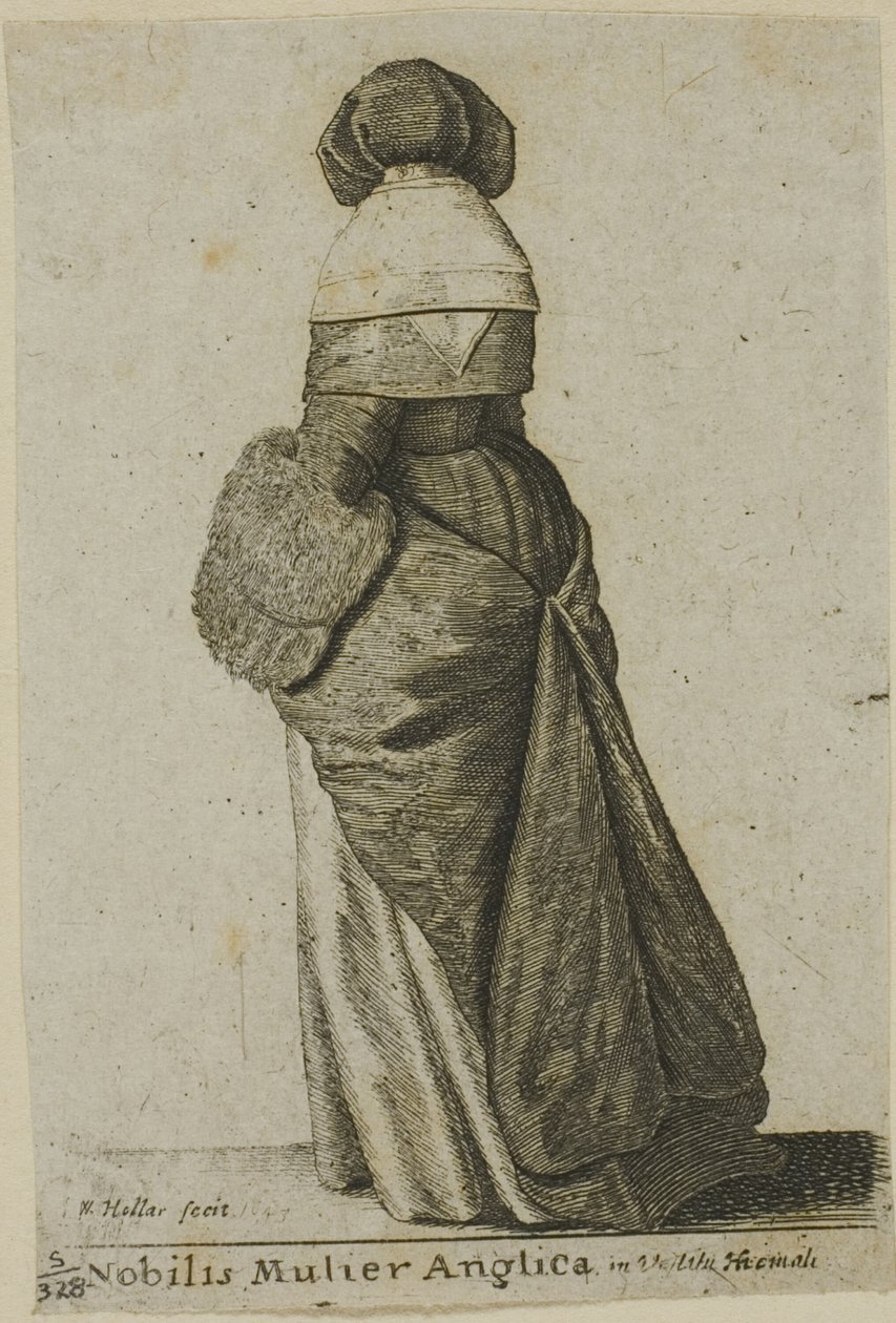 Engelsk adelsdam i vinterkläder av Wenceslaus Hollar