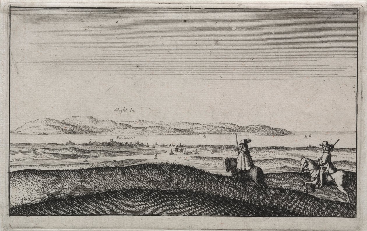 Engelska vyer: Isle of Wight från Portsmouth. av Wenceslaus Hollar