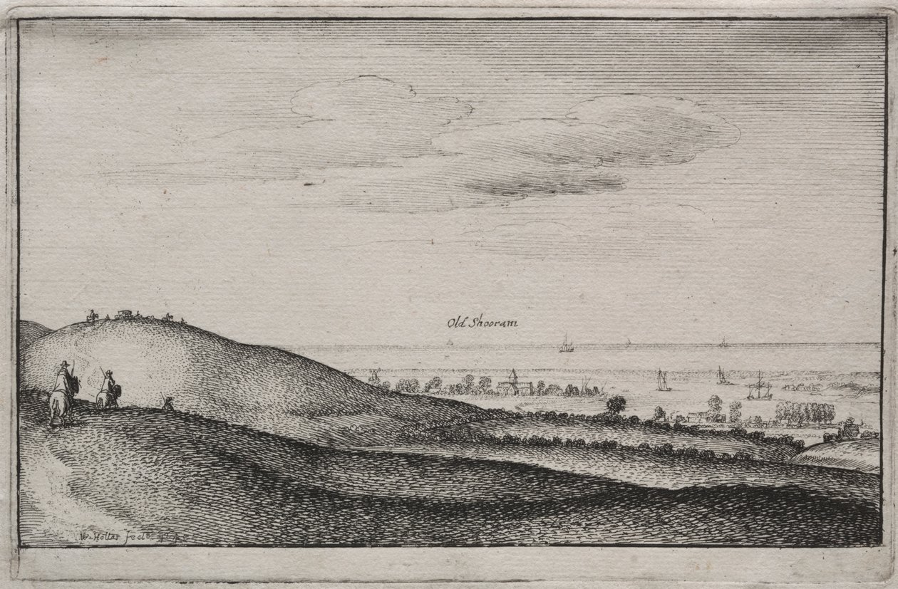 Engelska Visningar: Old Shoreham av Wenceslaus Hollar