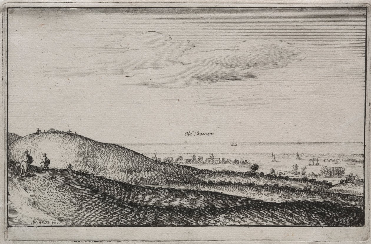 Engelska vyer: Old Shoreham, 1645. av Wenceslaus Hollar