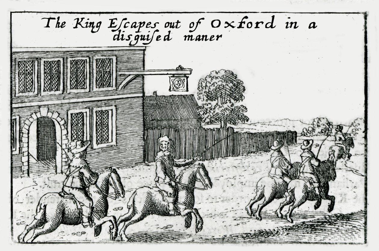Charles I:s flykt från Oxford i förklädnad av Wenceslaus Hollar