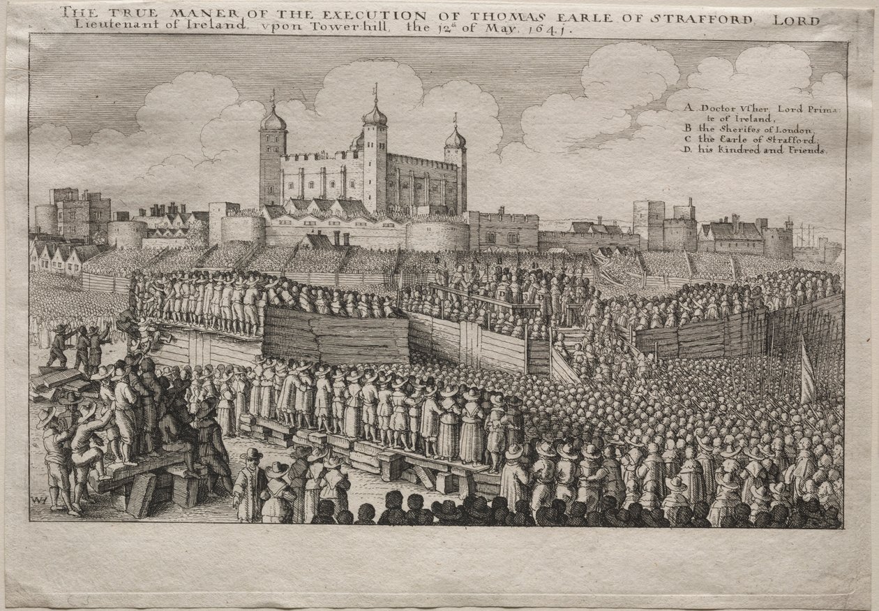 Avrättning av jarlen av Strafford, 1641. av Wenceslaus Hollar