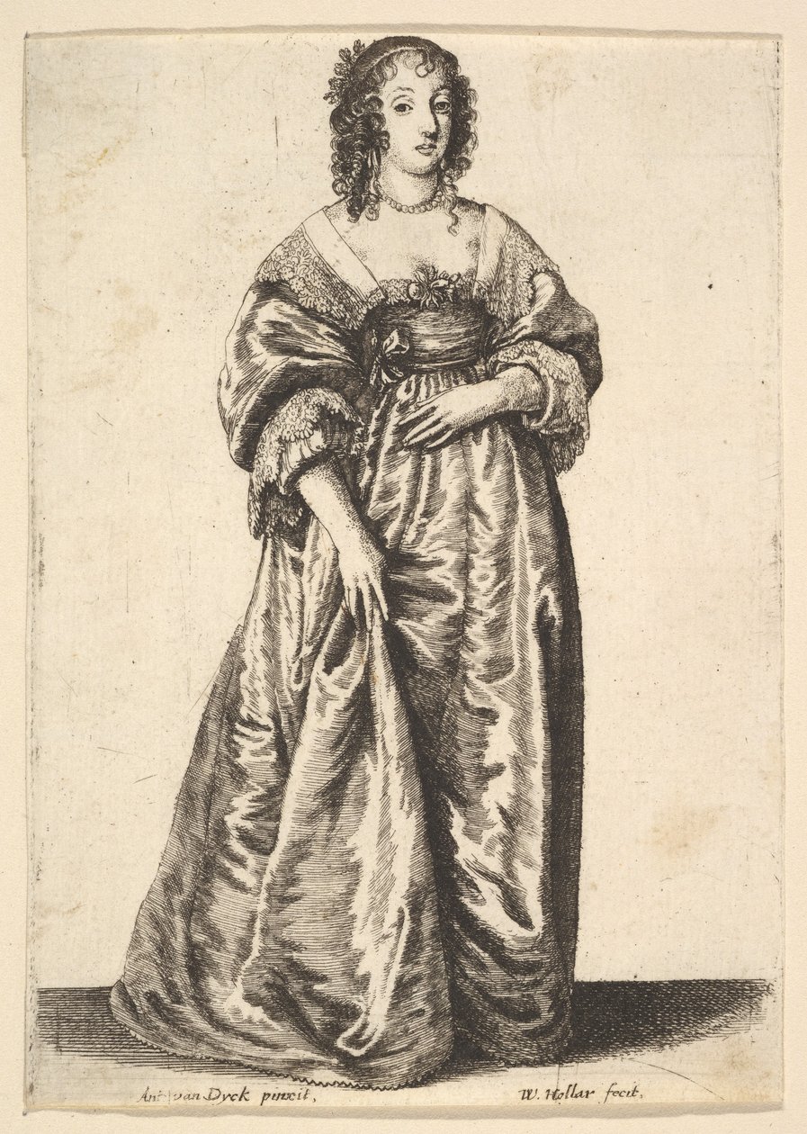 Figur av en dam som står, 1625-77. av Wenceslaus Hollar