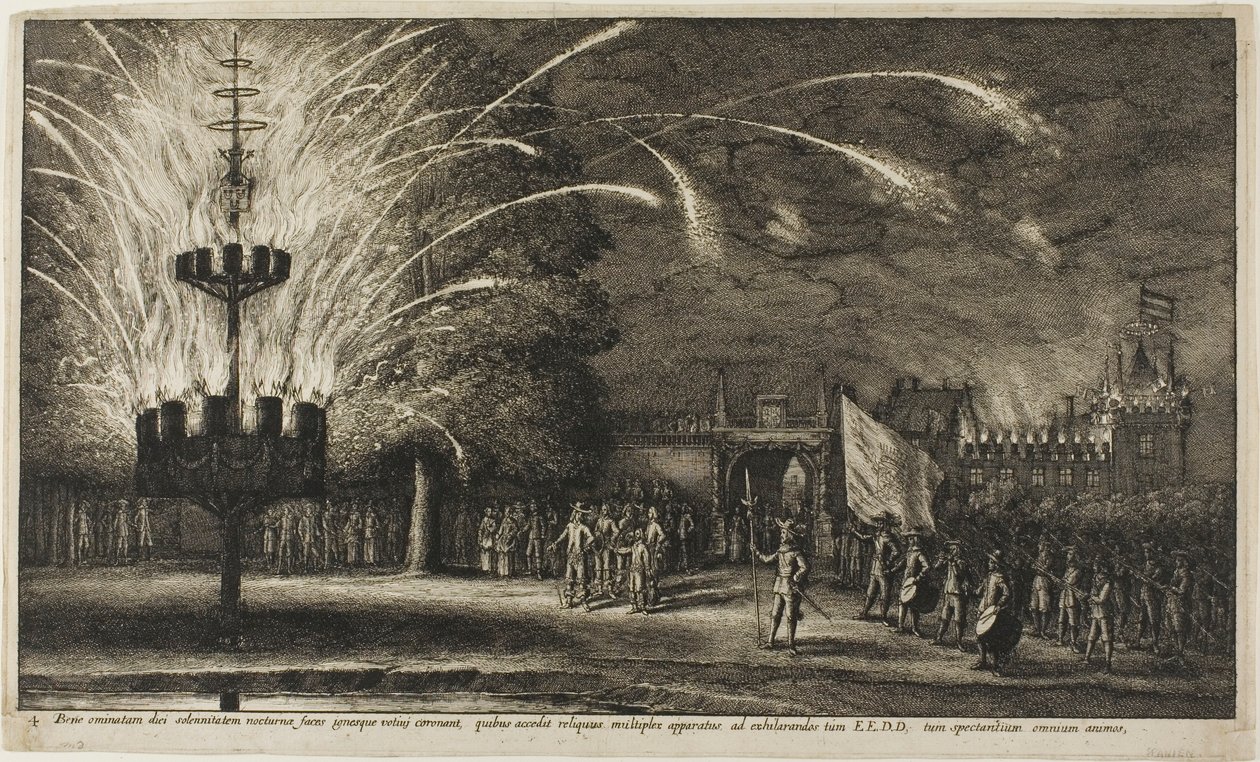 Fyrverkerier vid Hemissem av Wenceslaus Hollar