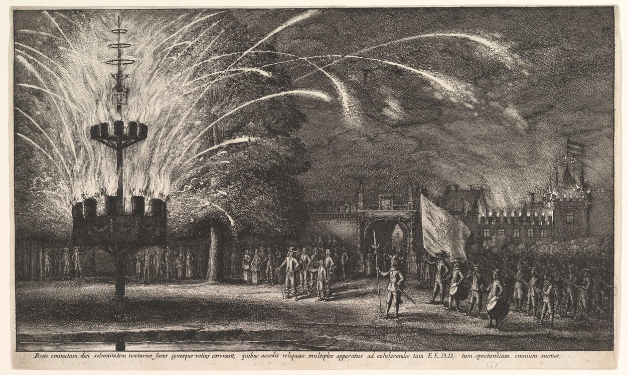 Fyrverkerier vid Hemissem, 1625-77. av Wenceslaus Hollar