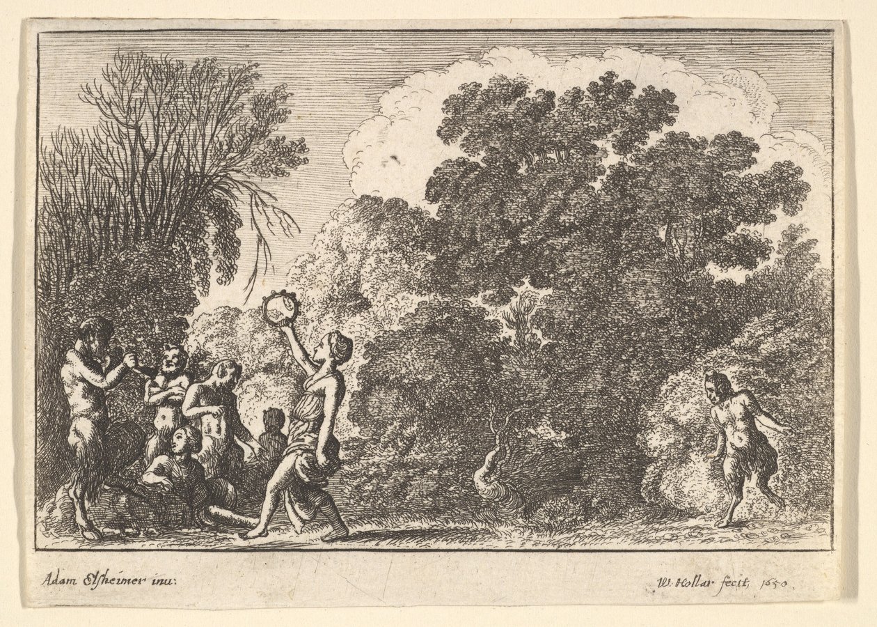 Fem satyrer och två nymfer, 1650. av Wenceslaus Hollar