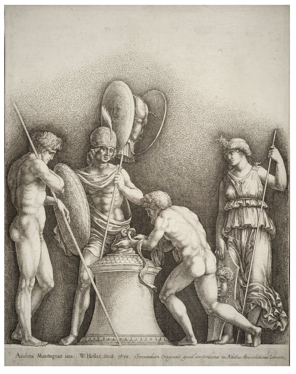 Fyra klassiska figurer, efter Mantegna av Wenceslaus Hollar