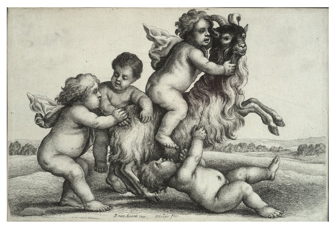 Fyra små pojkar och en get av Wenceslaus Hollar