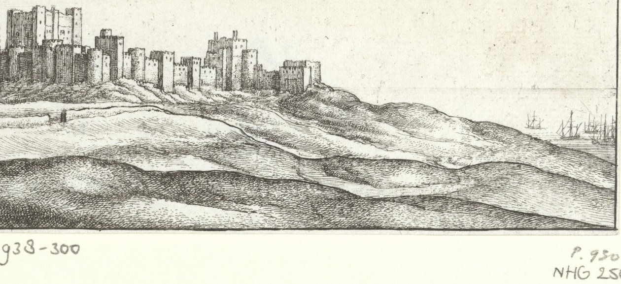 Utsikt över Dover Castle Dover Castle y West Side (titel på objekt) Sevärdheter runt den engelska kusten (serietitel) av Wenceslaus Hollar