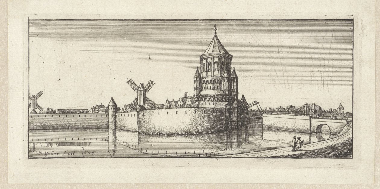 Utsikt över Kleine Houtpoort i Haarlem av Wenceslaus Hollar