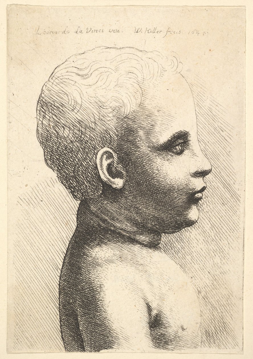 Huvud och axel på ett barn, i profil till höger, 1645. av Wenceslaus Hollar