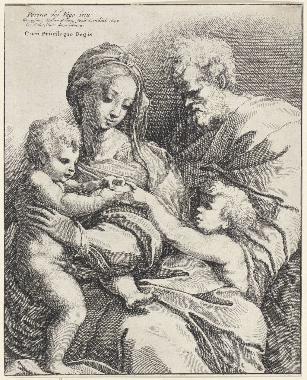 Helig familj med Johannes Döparen av Wenceslaus Hollar