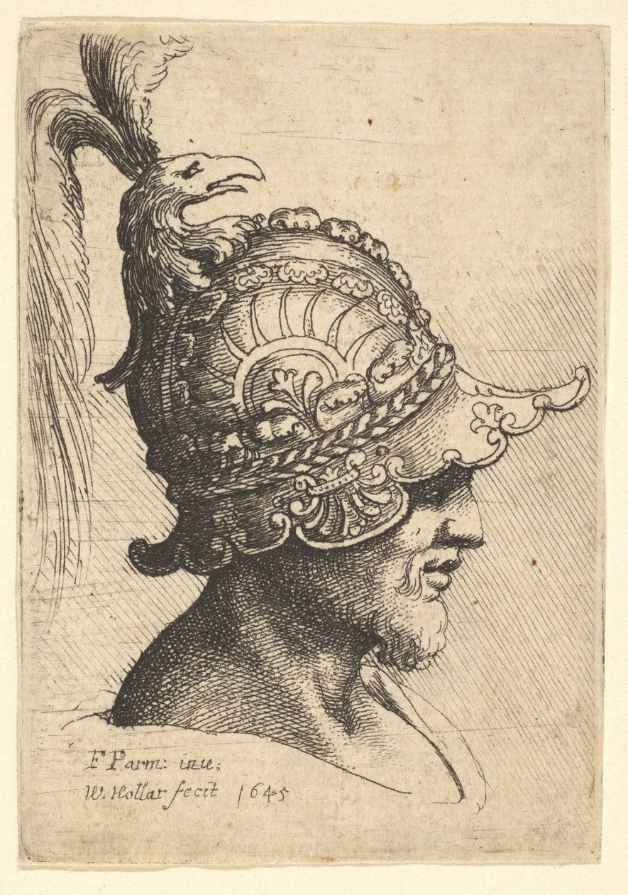 Hjälmhuvud med fågelhuvud, 1645. av Wenceslaus Hollar