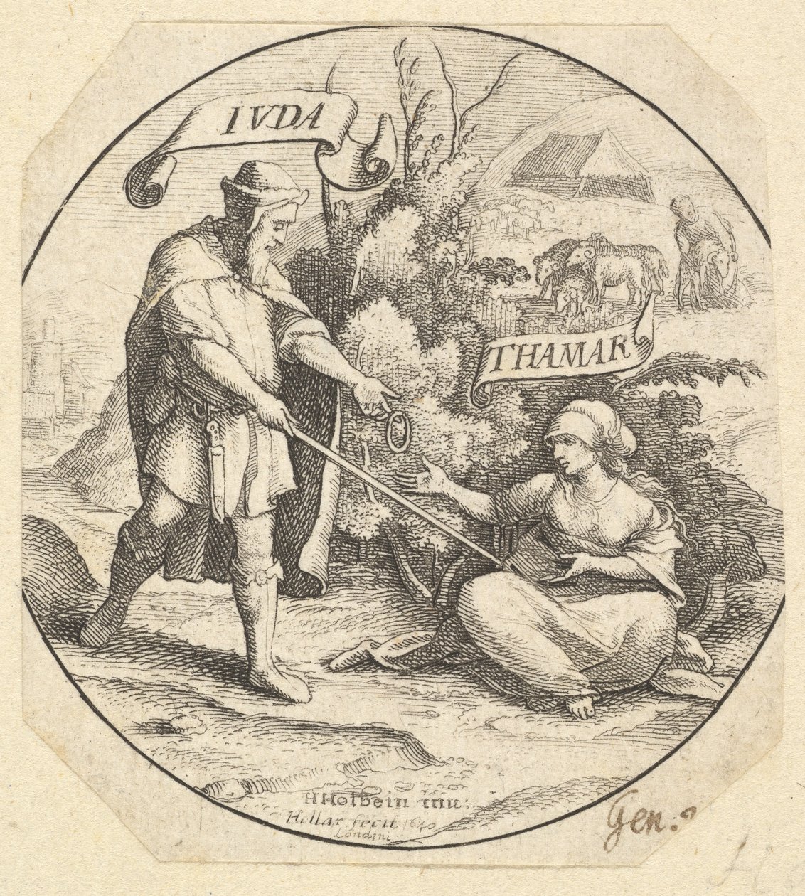 Juda och Tamar, 1640. av Wenceslaus Hollar