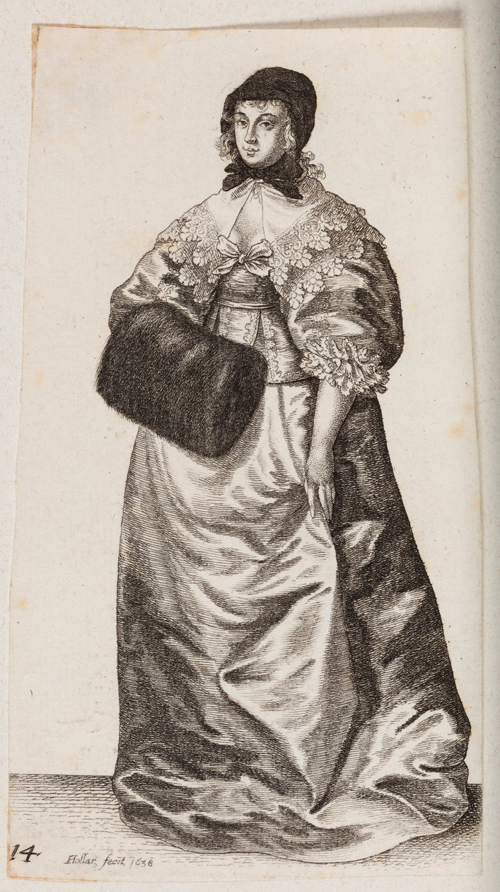 Kvinna med hätta och muff av Wenceslaus Hollar