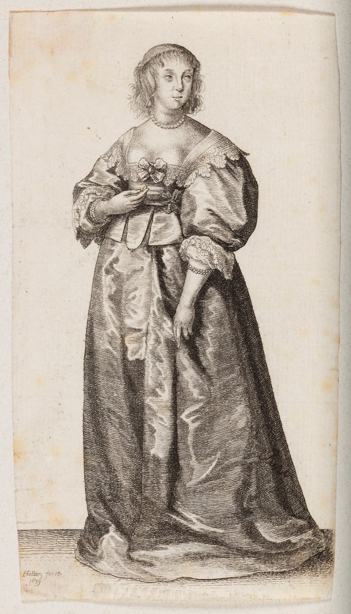 Kvinna med pärlhalsband och pärlarmband av Wenceslaus Hollar
