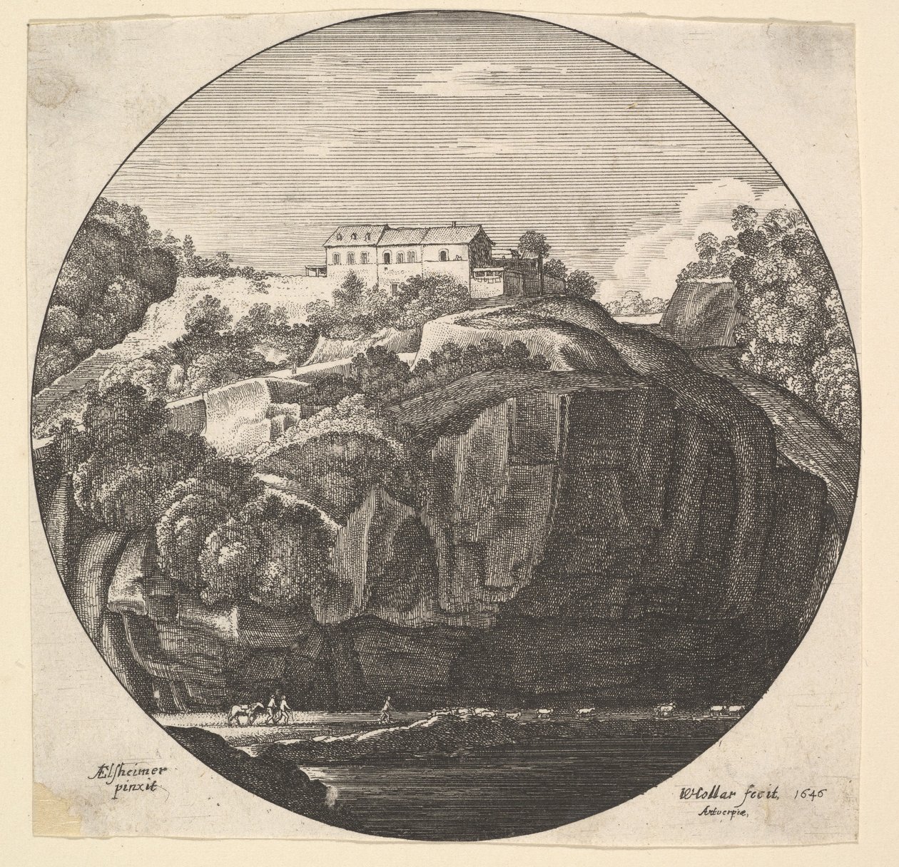Landskap med hus på klippor, 1646. av Wenceslaus Hollar