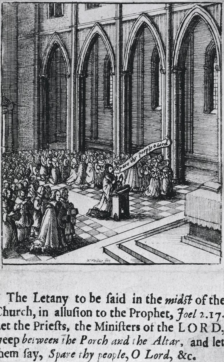 Litanei i en kyrka, ca 1655 (etsning) av Wenceslaus Hollar