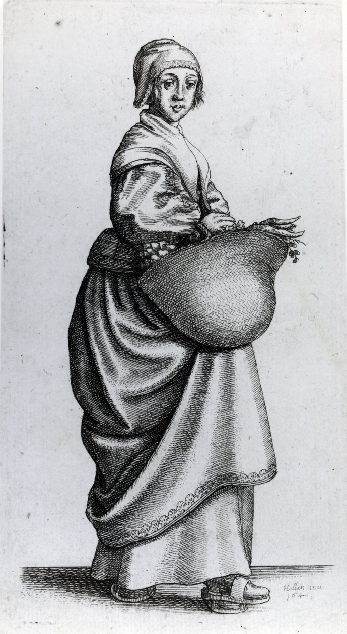 Piga återvänder från marknaden, 1640 av Wenceslaus Hollar
