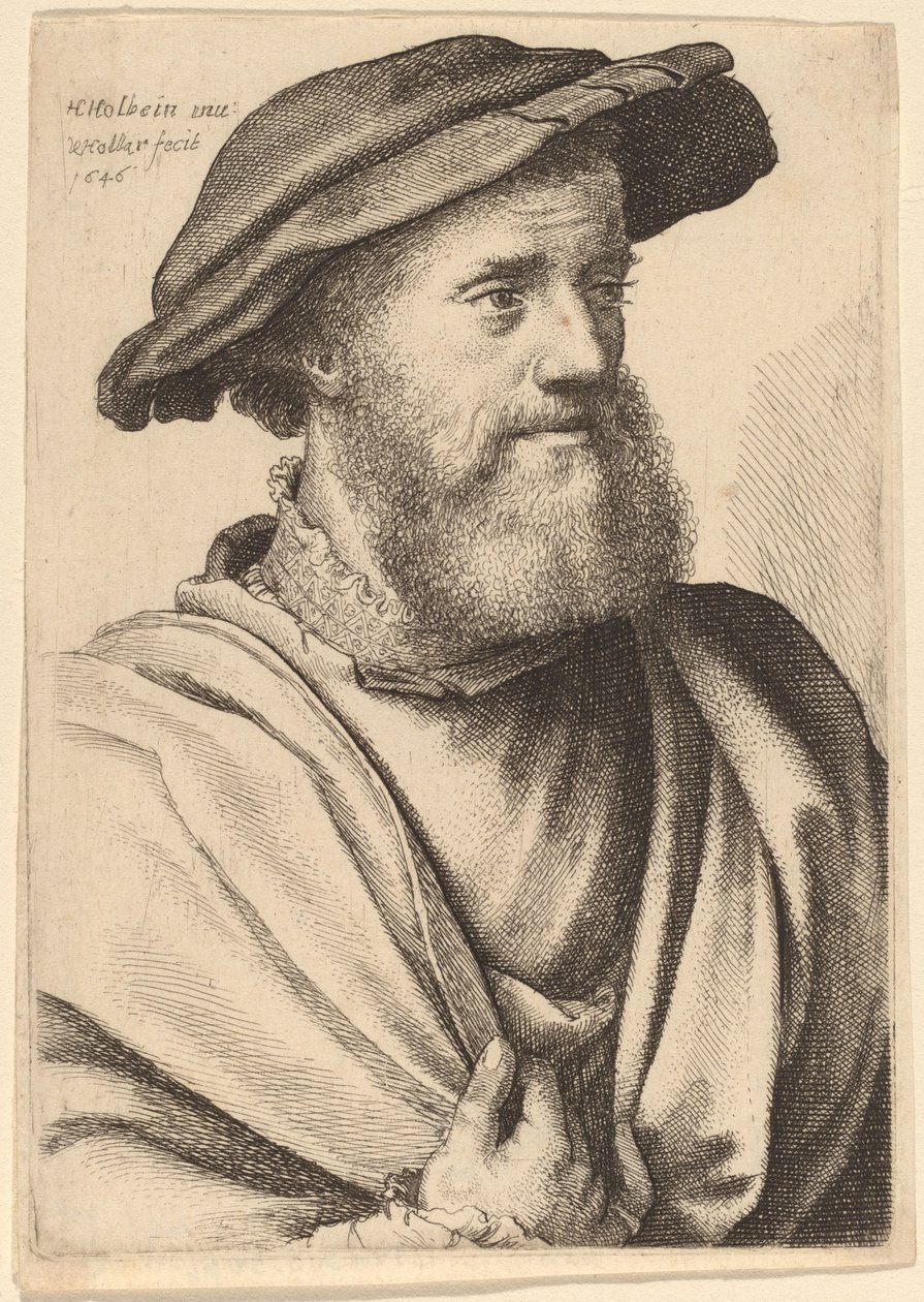 Man med skägg som ser rätt ut Hans Holbein, 1646. av Wenceslaus Hollar