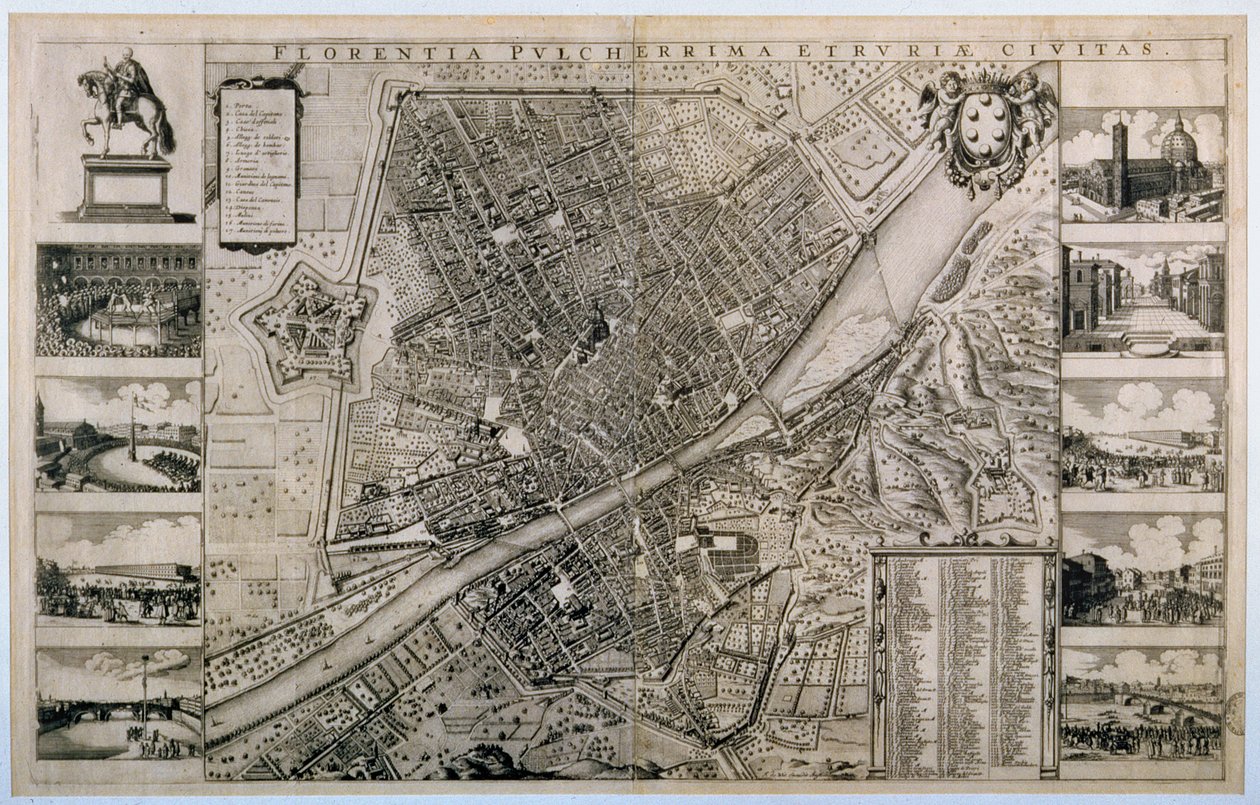 Karta över staden Florens av Wenceslaus Hollar