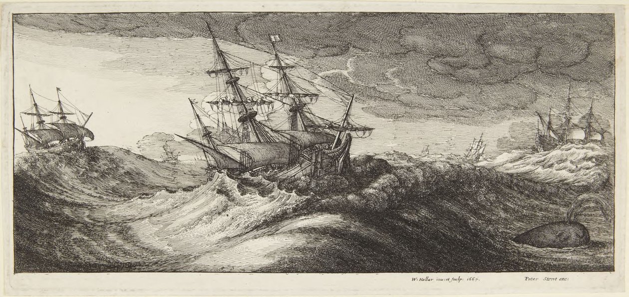 Marinsoldat i storm av Wenceslaus Hollar