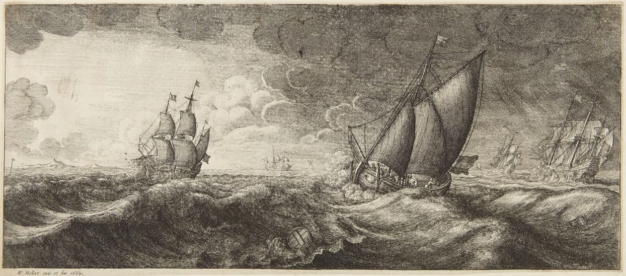 Marin i storm av Wenceslaus Hollar
