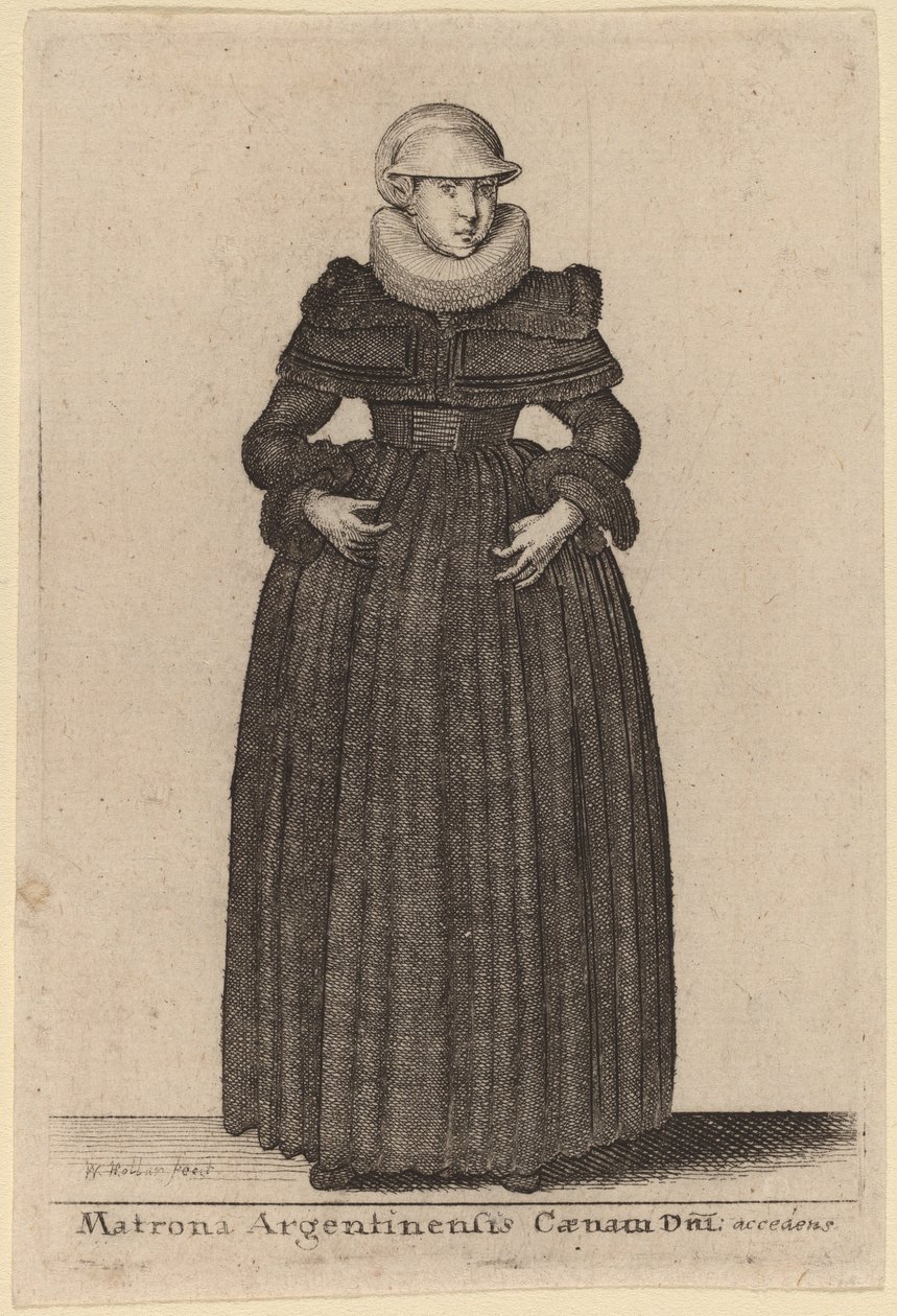 Dagens matrona argentinska måltid närmar sig från nymferna) av Wenceslaus Hollar