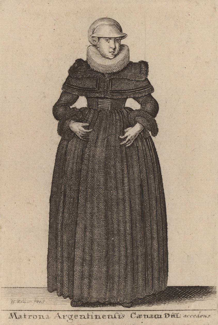Matrona argentinsk kvällsmat för dagen närmar sig från nymferna. av Wenceslaus Hollar