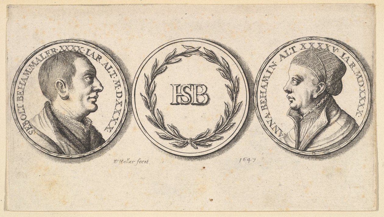 Medaljonger med porträtt av Sebald Beham och Anna Beham, 1647. av Wenceslaus Hollar