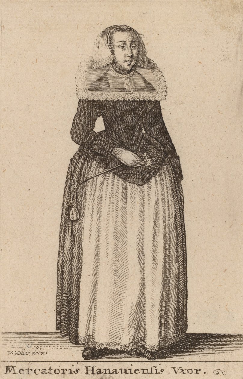 Hustru till en köpman i Hanaui. av Wenceslaus Hollar
