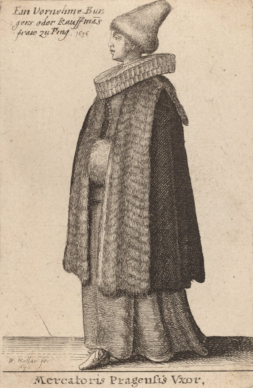 Vxor av köpmannen i Prag, 1642. av Wenceslaus Hollar