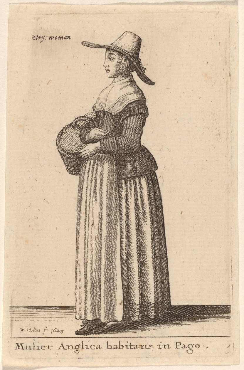 En engelsk kvinna som bor i en by av Wenceslaus Hollar