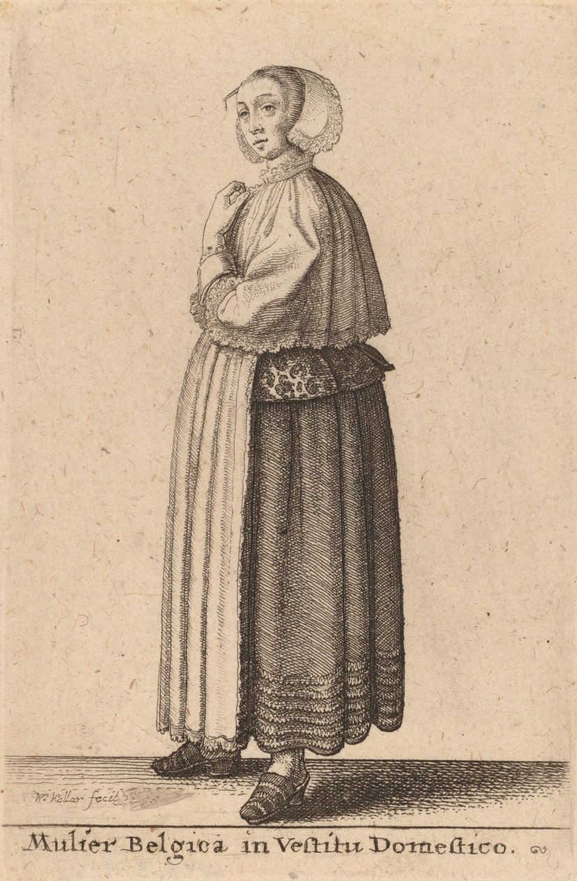 Belgisk kvinna i inhemsk klänning. av Wenceslaus Hollar