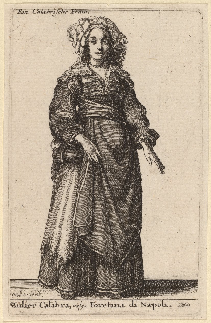 Mulier Calabra, Vulgo, Foretana från Neapel av Wenceslaus Hollar